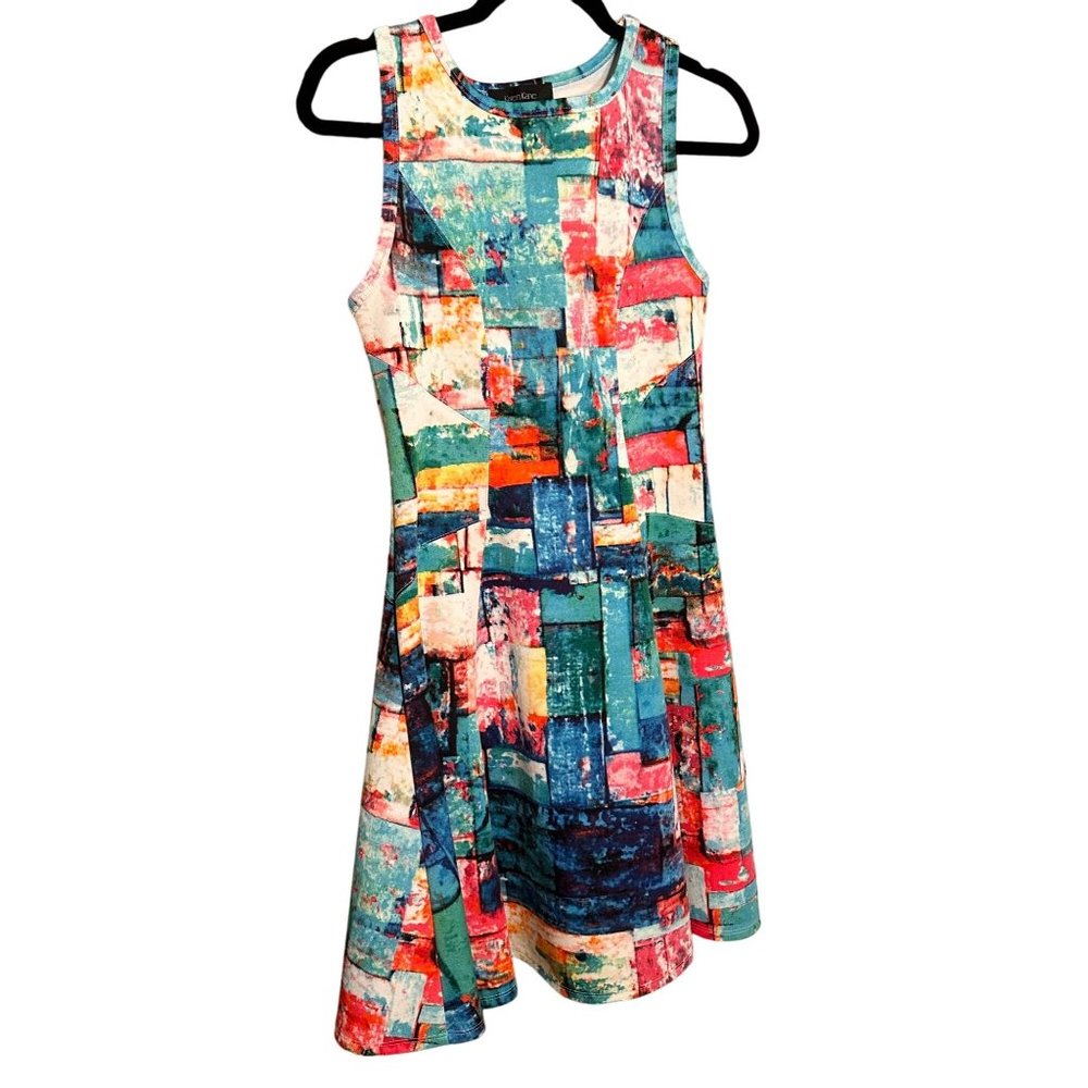 Karen Kane Tank Dress Colorful Color Block Flattering Fit Sleeveless Scuba